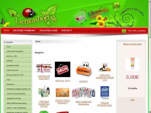 Kliknutím přejdete na http://www.lienkashop.sk Náhled www stránek http://www.lienkashop.sk
