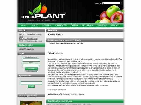 Kliknutím přejdete na http://www.kohaplant.sk Náhled www stránek http://www.kohaplant.sk